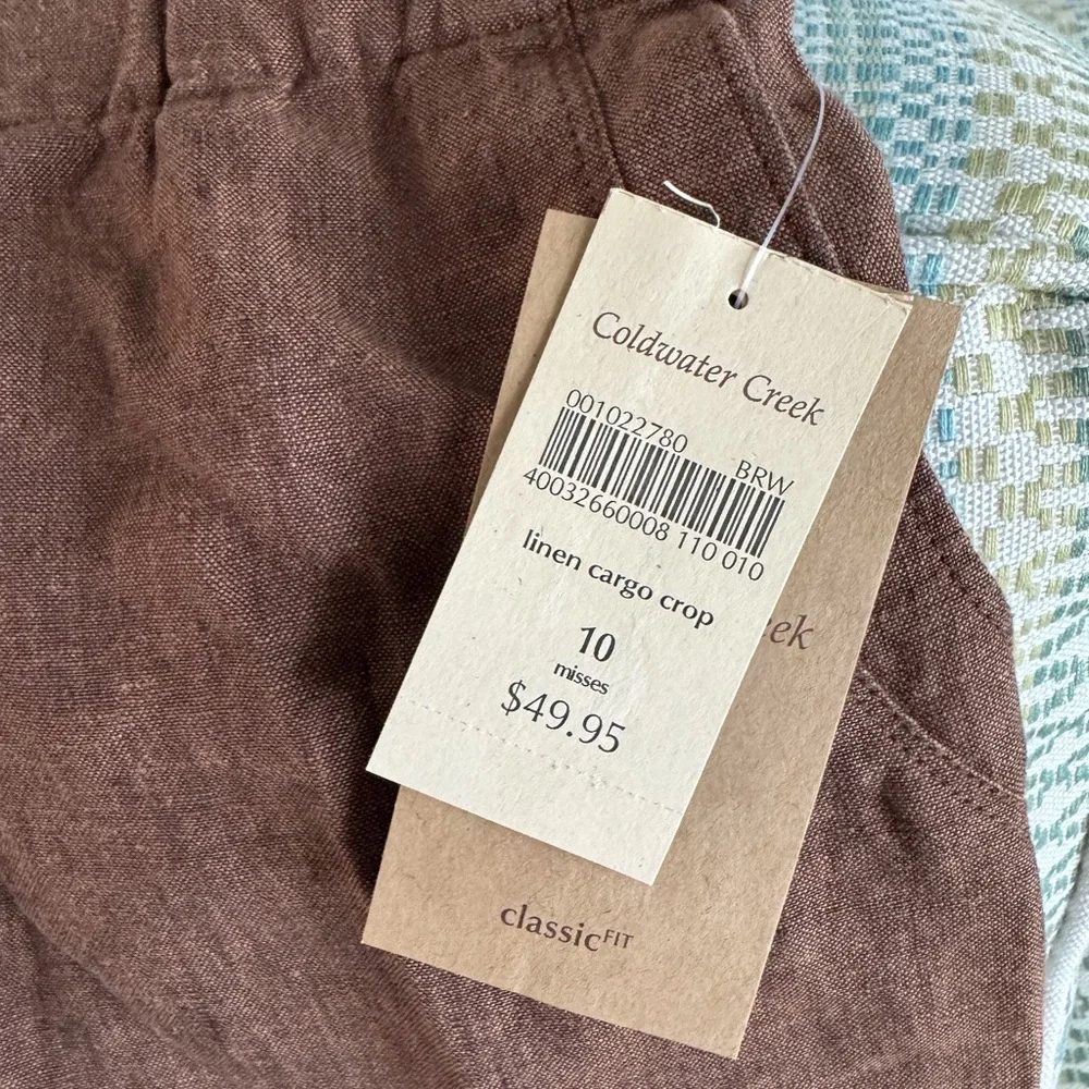 Coldwater Creek Brown Drawstring Linen Capi Size 10